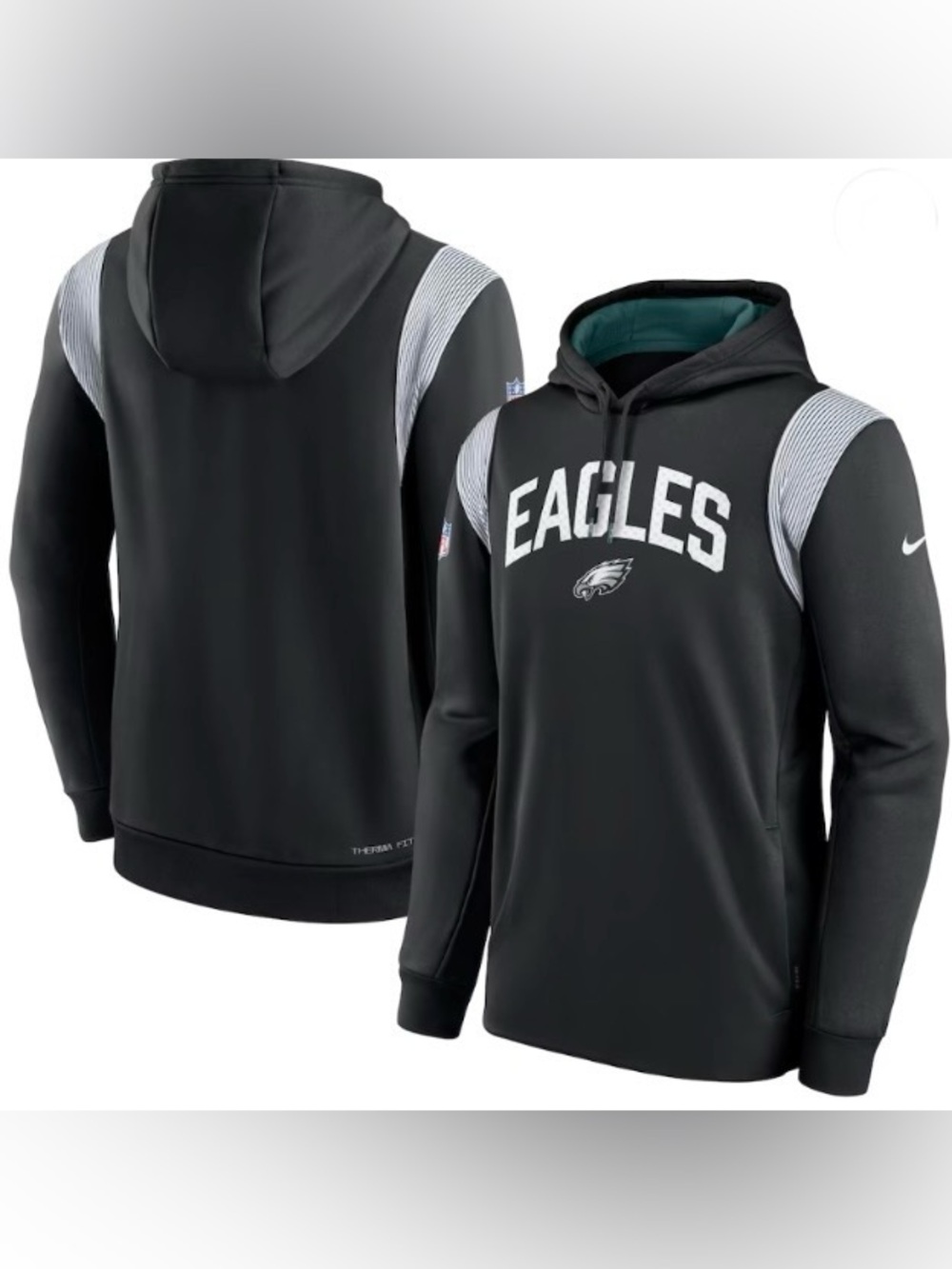 Nike Philadelphia Eagles On Field Therma-Fit Black Performance Hoodie Sweatshirt